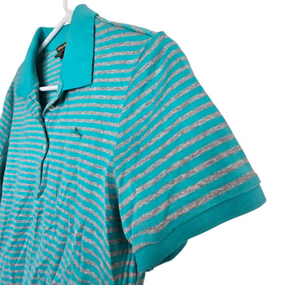 Tommy Bahama Polo Shirt Short Sleeve Polo Shirt Striped Polo Shirt M Gray Blue - Picture 4 of 7